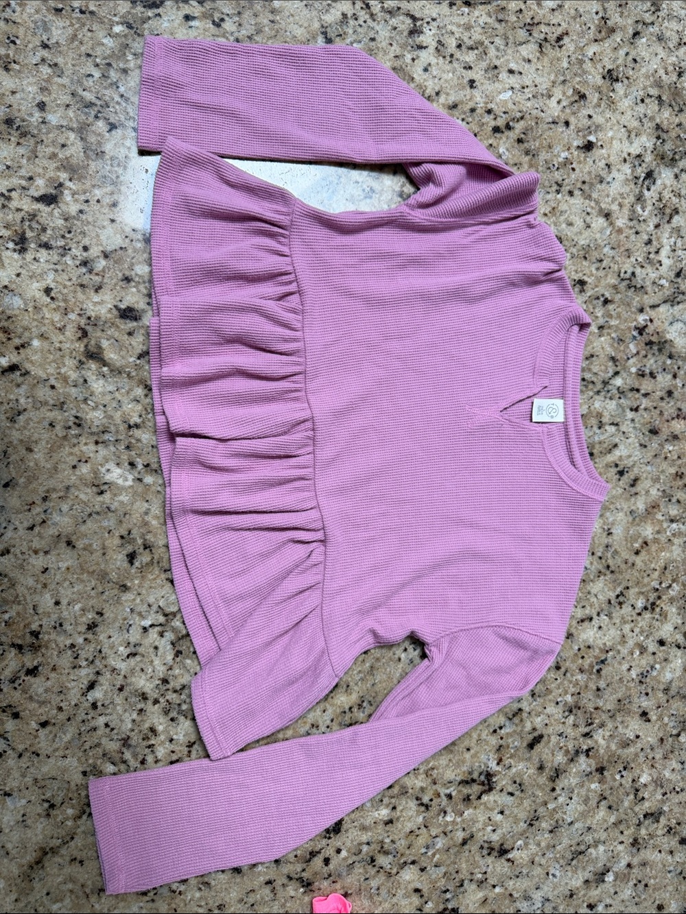 Treasure & Bond Girls Waffle Knit Peplum Thermal Top Mauve Pink Size L 10/12